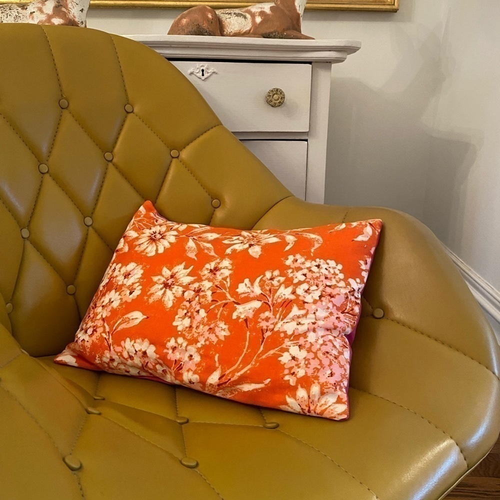 Vintage 1960s Botanical Print Fabric Pillow Cover